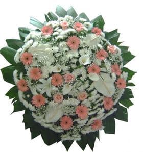 Coroa de Flores Branca Suave cor de Rosa Grande Especial