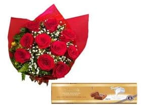 Buque de 12 Rosas Vermelhas com Exclusivo Lindt 300g