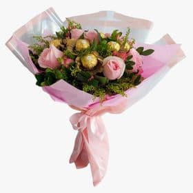 thumb-buque-06-rosas-cor-de-rosa-com-8-ferrero-rocher-cravejado-0